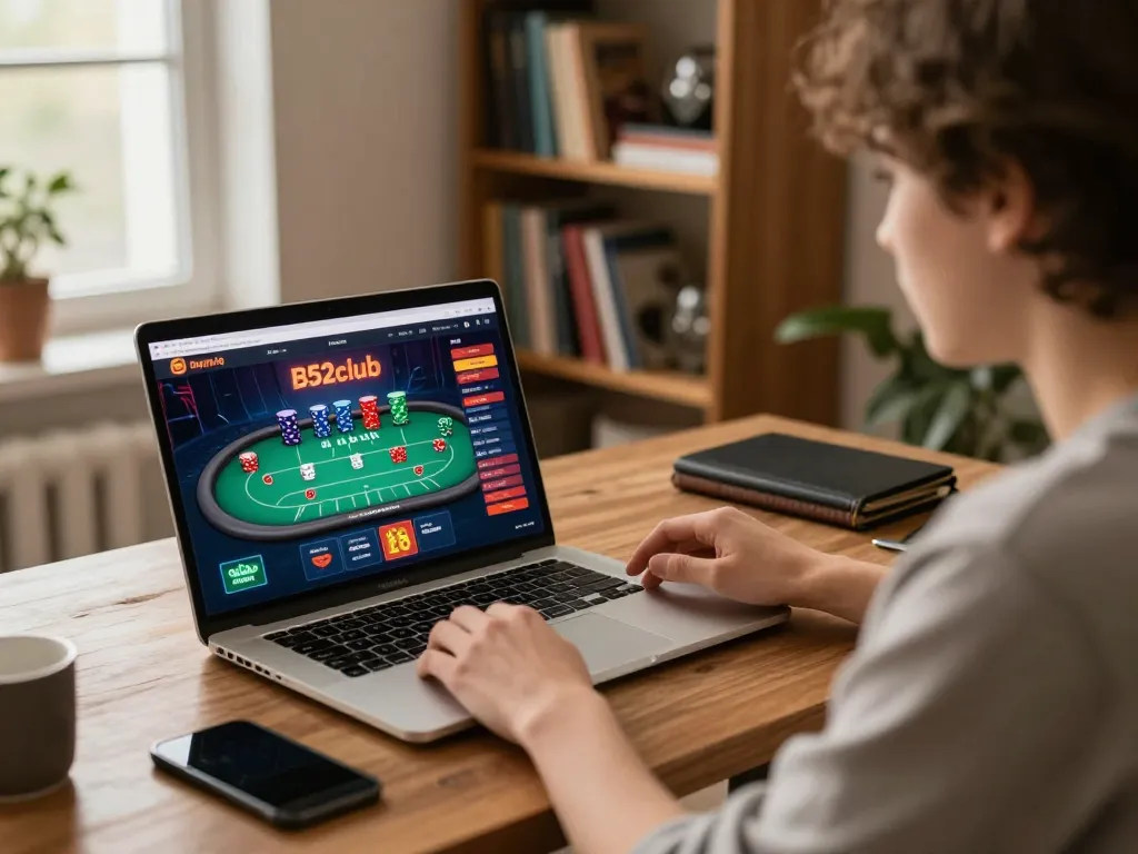 Người chơi B52club tham gia trò chơi poker trực tuyến với giao diện sống động và thiết lập ấm cúng