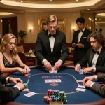 Players engaged in an intense poker game at 88CLUB, showcasing high-stakes action.