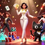 Win big at 789BET with a glamorous casino scene featuring a stylish dealer and dynamic game elements.