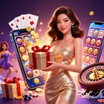 Engage in thrilling games at BET88 with a glamorous promotional illustration highlighting festive excitement.