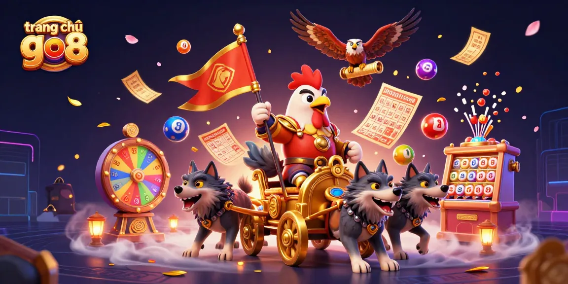 Experience excitement at trang chủ go8 with illustrated gambling elements and a dynamic scene.
