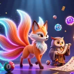 IWINN showcases an enchanting scene with vibrant spirit characters amidst colorful casino elements, enticing players.