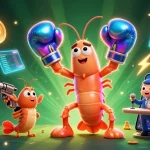 C168 showcases a vibrant casino scene with animated characters, slot machines, and cryptocurrency elements enriching the atmosphere.