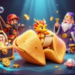 Ae888 enthusiasts spin the reels as a wise dragon reads fortunes from a golden cookie.