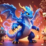 Engage with af88 at a vibrant casino, featuring electric dragon and lucky symbols representing exciting gaming opportunities.