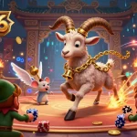 Experience thrilling action at YSB66 casino with a vibrant scene of characters and dynamic gambling elements.