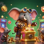 Engage in exciting slot action at OK9 with a colorful 3D casino experience featuring steampunk elements and vibrant game visuals.