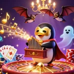 Engage with keonhacai55chuan's vibrant 3D casino scene featuring golden coins and rich gambling elements.