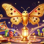 Experience exciting gaming with 8XBET as golden coins and vibrant casino symbols fill the scene.