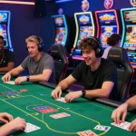 Exciting online slot poker scene with players engaged in a digital game environment.