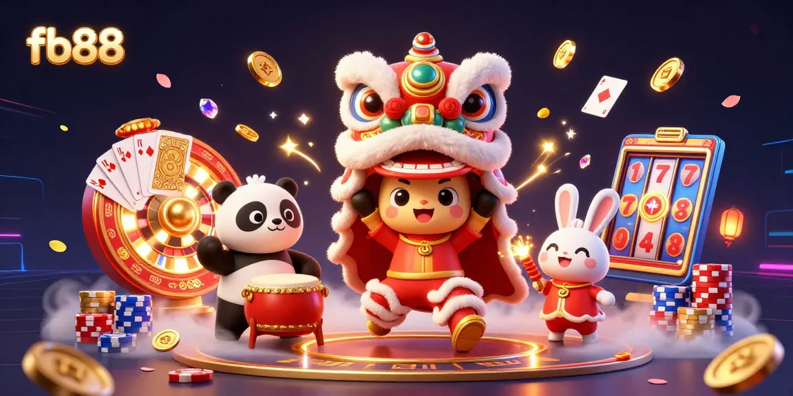 Experience excitement at fb88 with cascading coins and lively characters in a vibrant casino scene.