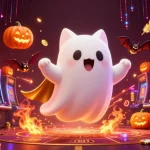 Experience the thrill of vmax casino action with ghost cat, vampire bat, and glowing jack-o-lanterns.