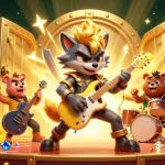 Engage in thrilling casino adventures with keonhacaicopa, witnessing a whimsical rock star wolf performance amidst vibrant treasures.