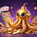 Mawartoto showcases an exhilarating golden kraken submarine emerging from coins, surrounded by vibrant gaming elements.