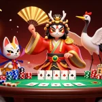 Experience thrilling poker action with luck8 characters at a dynamic gambling scene.