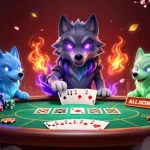 B52 players immerse in a vibrant poker scene, showcasing strategy and winning as they engage with poker hands and colorful chips.