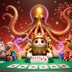 Experience thrilling GG88 action with a kraken, diving cat, and vibrant casino elements.