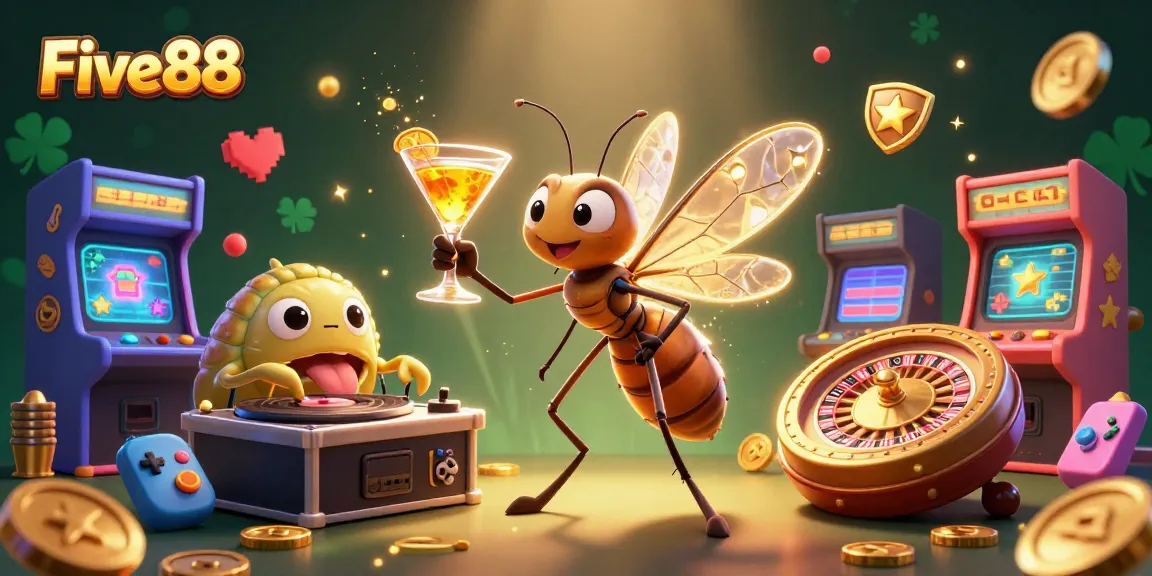 Experience thrilling action with Five88's vibrant casino scene featuring a unique frozen mosquito mascot.