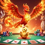 Experience thrilling gaming action at ht368 with an energetic phoenix and poker elements.