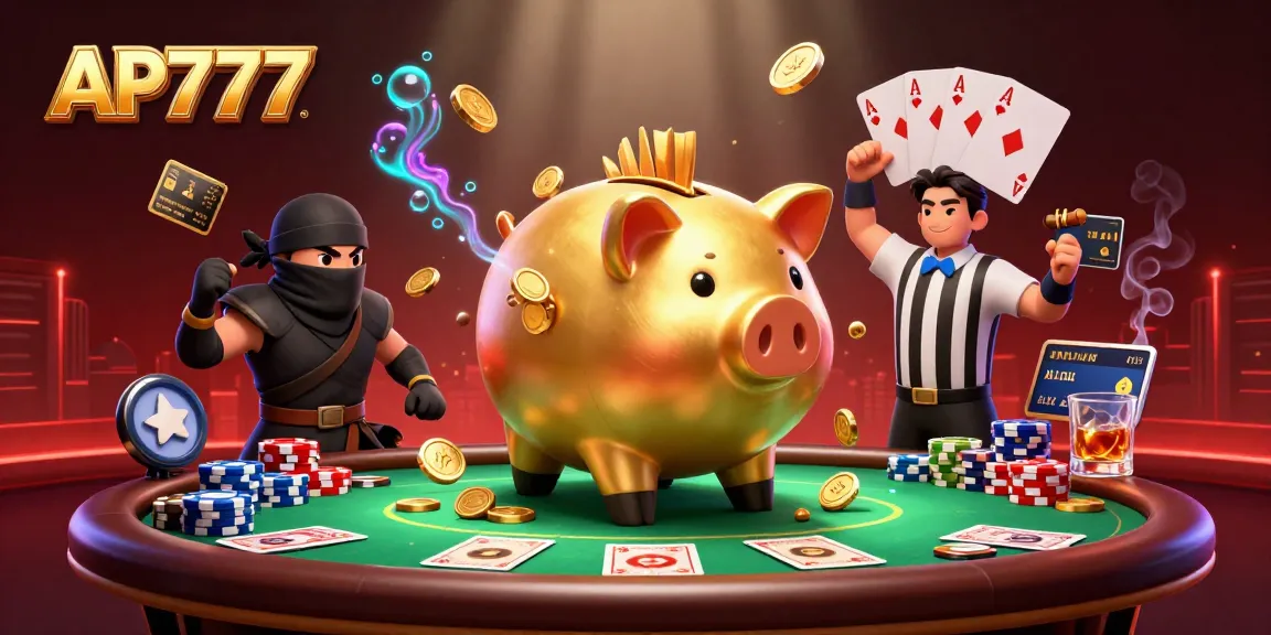 Experience thrilling gameplay with AP777 in a vibrant casino scene featuring a sumo wrestler and a ninja.