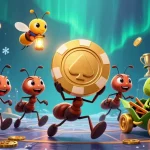Experience winning jackpots with nổ hũ in this vibrant 3D animated casino scene!