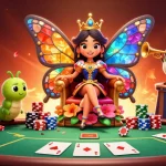 Players win big at Rikvip with vibrant casino-themed illustration featuring poker elements.