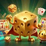 Engage with RTP Slot dynamics amid golden dice, jackpots, and colorful crypto elements!