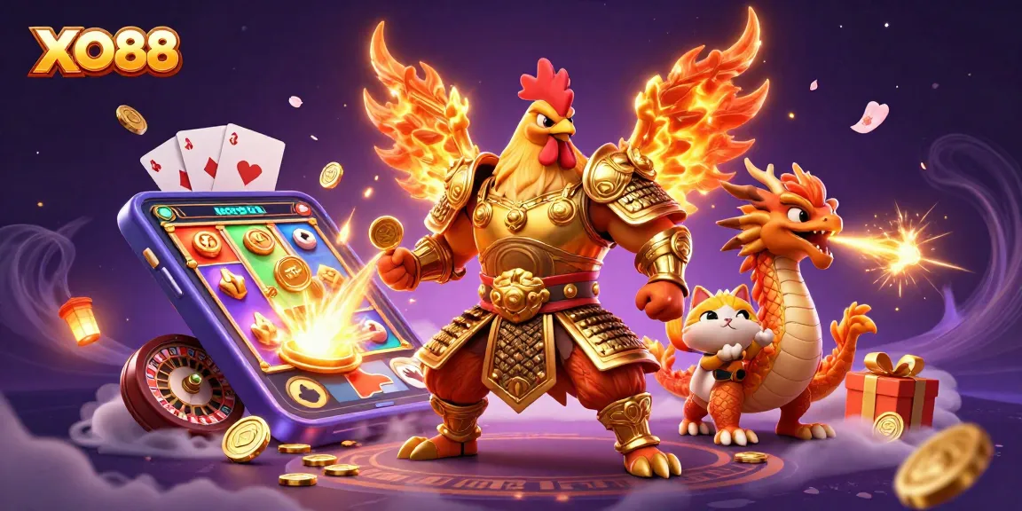 Experience thrilling gaming entertainment with XO88's animated casino heroes in action.