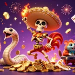 Experience thrilling wins with kamagraza in this festive casino scene featuring vibrant characters and dynamic game elements.