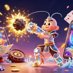 Engage with 123hero's exciting slot games as a colorful mantis shrimp bursts gems and coins from an asteroid.