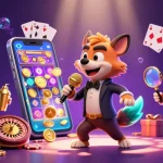 VN168 hyena comedy casino scene with vibrant slot game and dynamic elements.