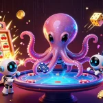 Engage in exciting gameplay at rs88, featuring an alien octopus at a holographic poker table.