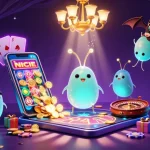 Engage in exciting gaming at new88 with a vibrant 3D casino scene featuring glowing characters, slot games, and dynamic elements.