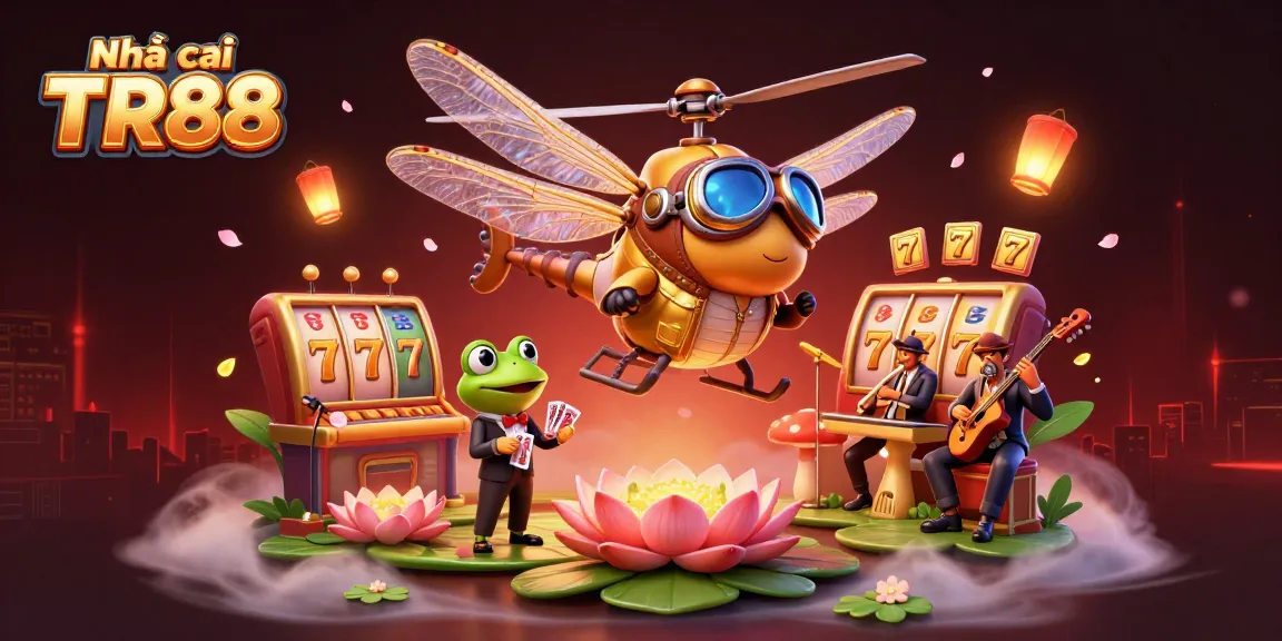 Experience exciting gameplay at Nhà cái TR88 with thrilling slot machines and interactive characters in a vibrant casino setting.