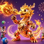 Five88 Casino's winning atmosphere illustrated with dynamic gaming elements and a golden dragon.