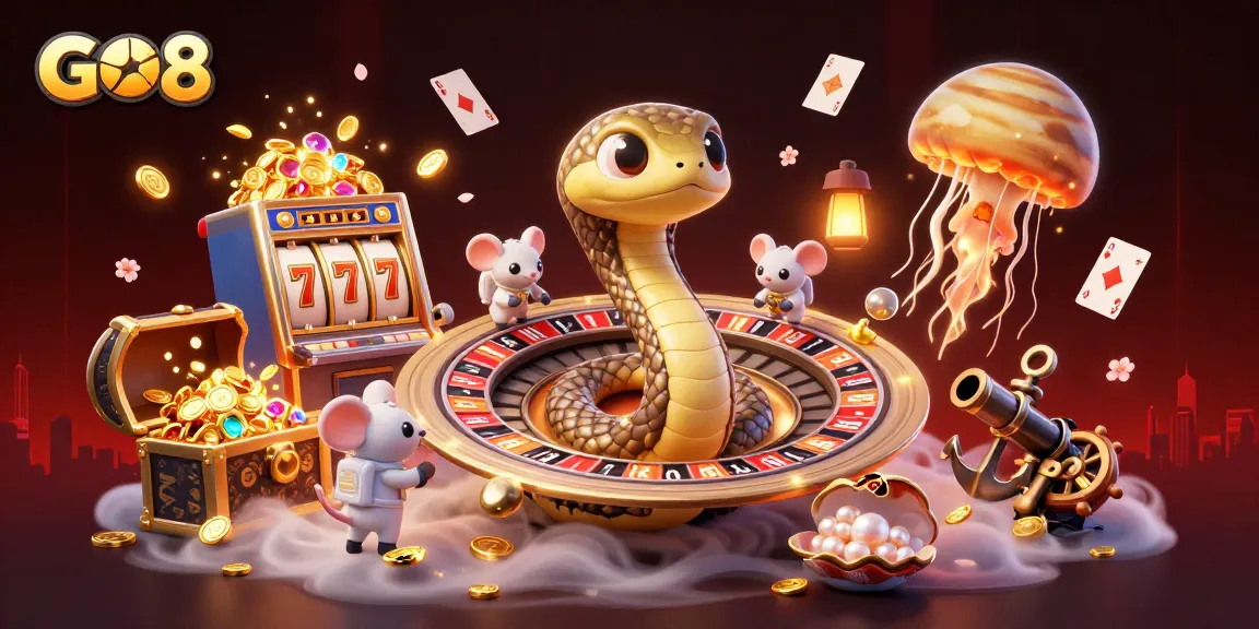 GO8 players enjoy cosmic gaming with astronaut mice betting on a roulette wheel for fun rewards.