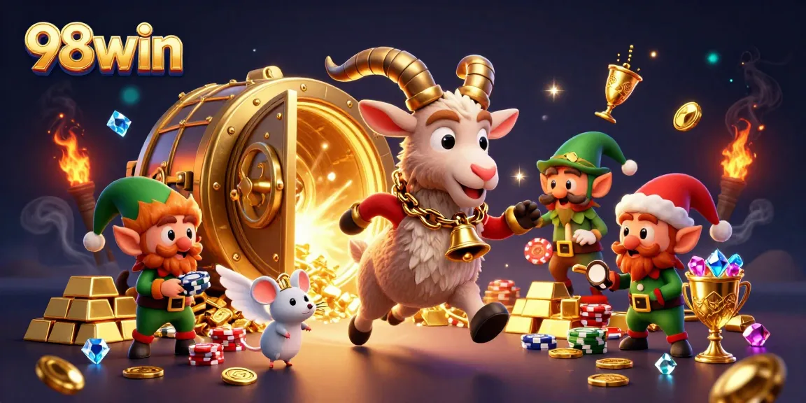 Experience thrilling gameplay with 98win's vibrant casino world filled with gold and excitement.