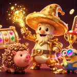 Experience thrilling action at 88XX with golden wizard and treasure elements in an exciting casino scene.