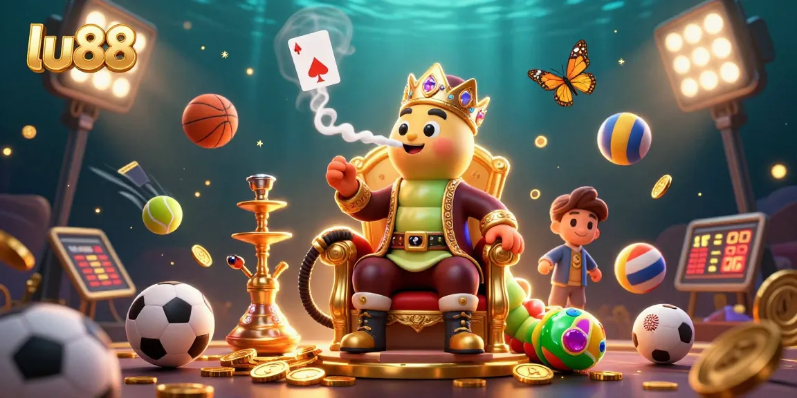 Place bets at lu88 with colorful sports elements and dynamic action in a vibrant casino scene.