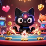 Experience the thrill of tai xiu go88 as a cosmic cat pulls in golden chips at the casino table.