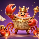 Engage with JW88's thrilling gaming world, featuring a royal crab emperor and dynamic casino elements.