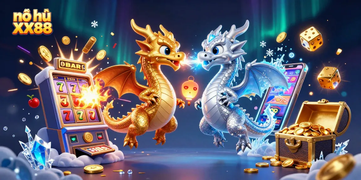 Spin and win with nổ hũ XX88, featuring vibrant dragons and exciting casino elements.