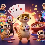Experience the excitement of 868vip with meerkats in a dynamic casino scene filled with vibrant slot games and rewards.