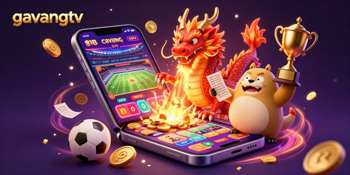 Experience thrilling sports betting action on GavangTV with a dynamic smartphone display and energetic atmosphere.