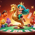 Experience the thrill of go88 tài xỉu with our vibrant 3D illustration of a mermaid princess on a giant seahorse!