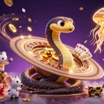 Experience thrilling gameplay at qs88 with a vibrant illustration of cosmic gambling featuring fun characters and dynamic elements.