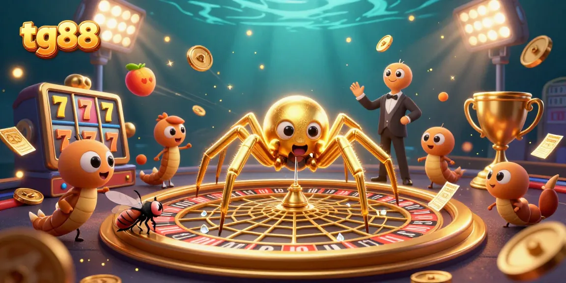 Bet and win with tg88 as a fly places bets in a surreal 3D casino scene.