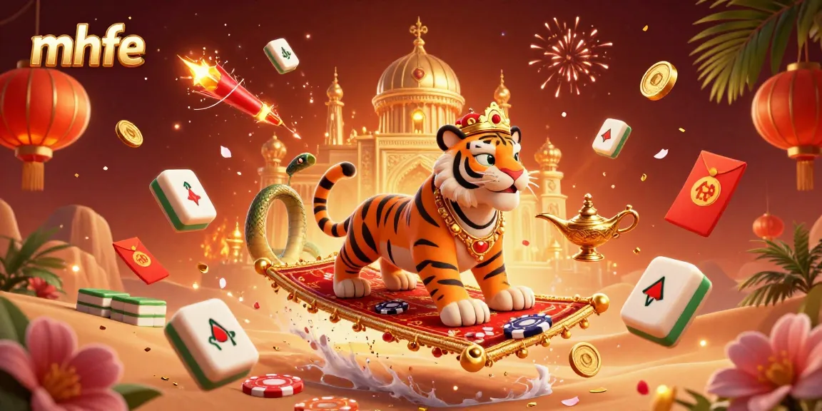 Win big at mhfe with colorful casino games featuring a tiger sultan and golden palace.