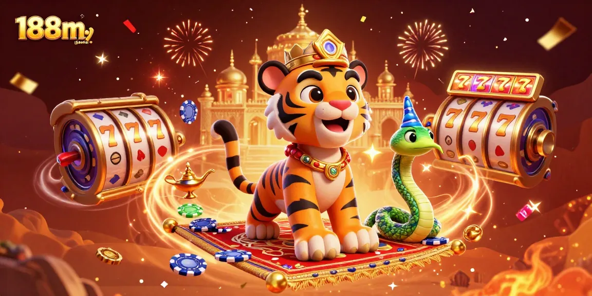 Experience the vibrant world of 188m-game with a dynamic tiger sultan and exciting casino elements.
