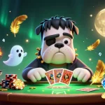 Experience UU88's thrilling card games with vibrant characters in a spooky casino setting.
